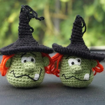 Plush hand-woven car hanging ornament with Halloween cartoon character design