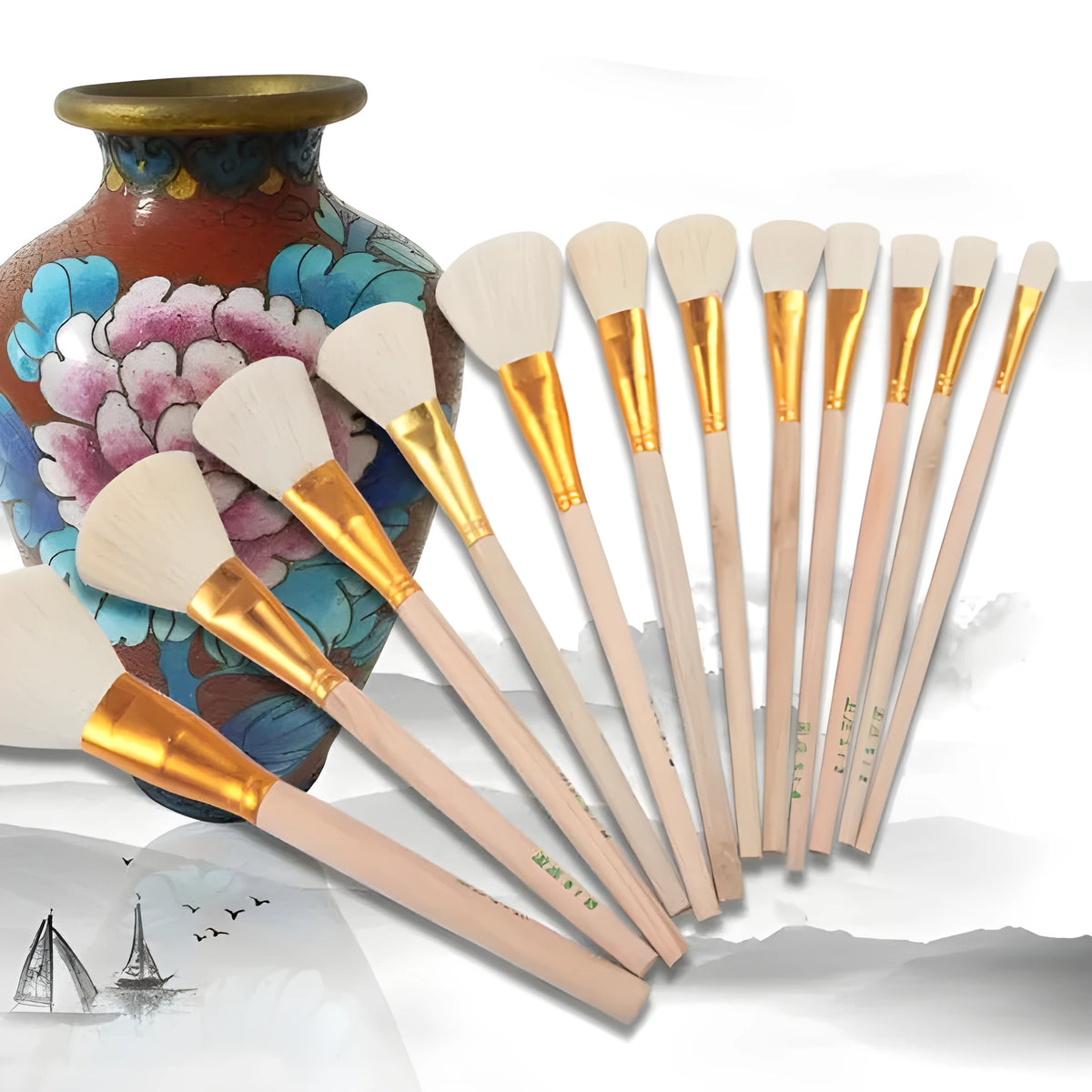 Wool brush painting pen with soft head for watercolour and oil painting with ceramic tracing