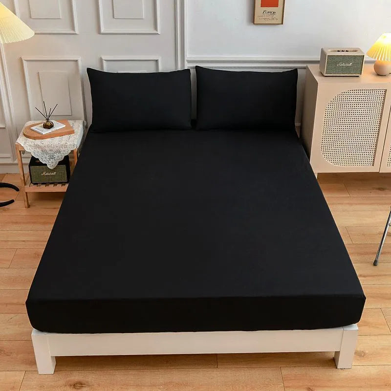 Cotton bed sheets fitted sheet and pillowcase set in various colour options for standard mattress sizes