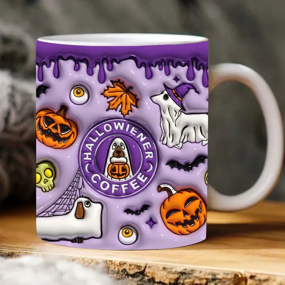 Halloween pumpkin ceramic coffee mug with 350ml capacity and festive design