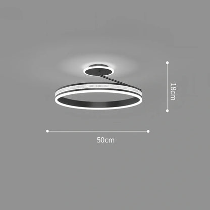 Modern circular ceiling light with iron body and PMMA lampshade in black finish