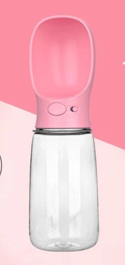 Traveling Out Portable Dog Water and Food Dispenser in pink, green, blue, and gray