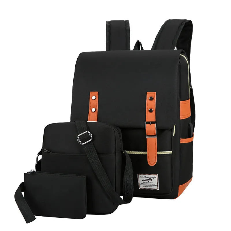 Three-piece waterproof business backpack with curved shoulder straps in four colour options