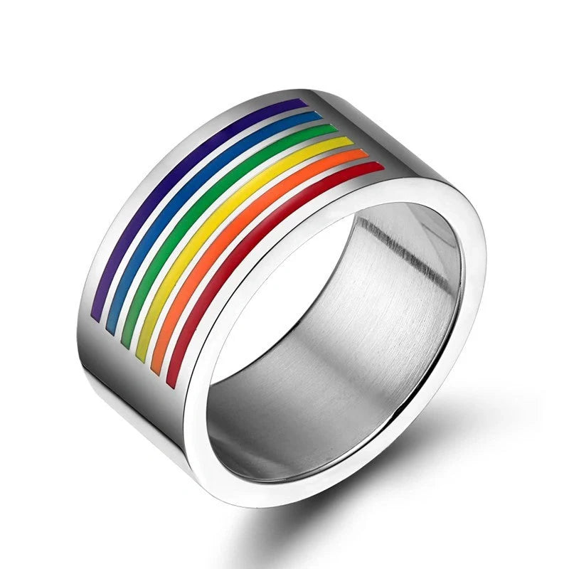 Cycolinks Pride Rainbow Unisex Titanium Steel Ring in various colours