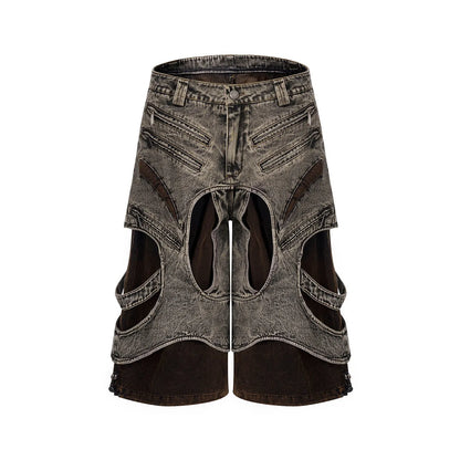 Men's sleeveless denim vest with front zipper closure in cotton fabric