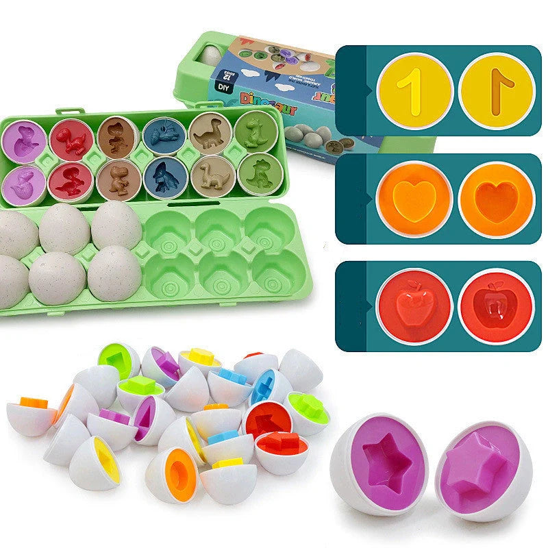 Educational smart egg toy for children with 12 shapes for sorting and matching