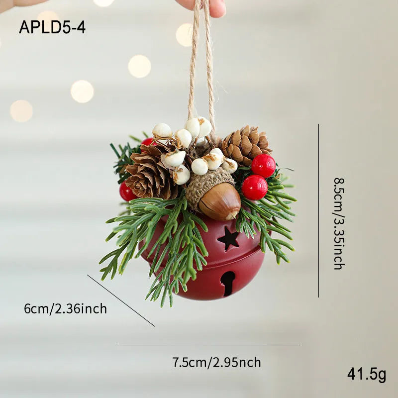 Wrought iron decorative pendant with antlers, pine cone, bowknot, and a small bell in a choice of colours.