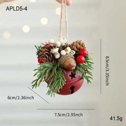 Wrought iron decorative pendant with antlers, pine cone, bowknot, and a small bell in a choice of colours.