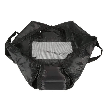 Black cat restraint bag with dimensions 28×17×2.5cm for grooming and feeding procedures