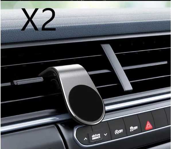 Black, gold, and silver car mounting bracket for dashboard or windscreen, shown with adhesive sticker and rotating variants.