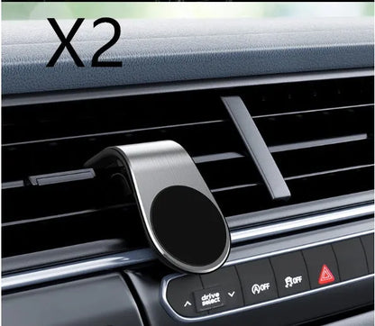 Black, gold, and silver car mounting bracket for dashboard or windscreen, shown with adhesive sticker and rotating variants.