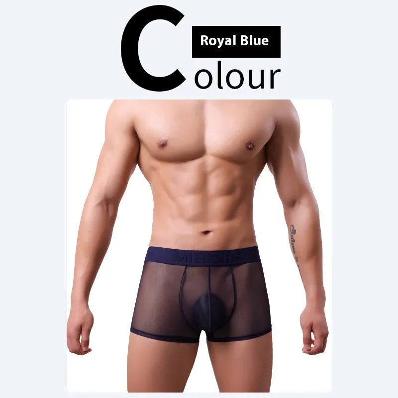 Men's thin flat-knit boxer shorts in black, showing the minimalist design and soft texture of the quick-dry fabric.