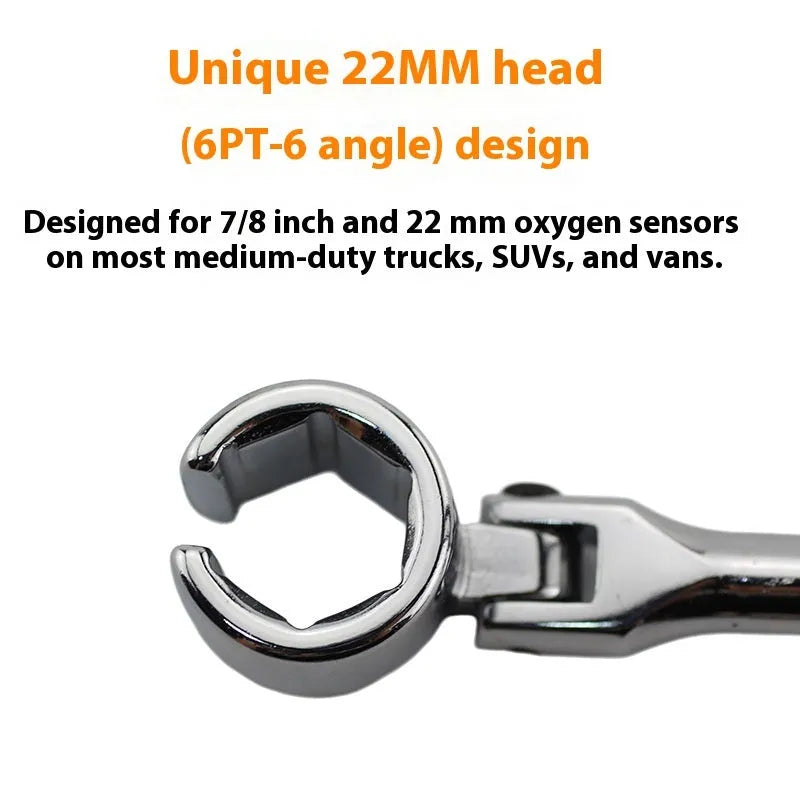 22mm hexagonal socket wrench for oxygen sensor removal with chrome finish