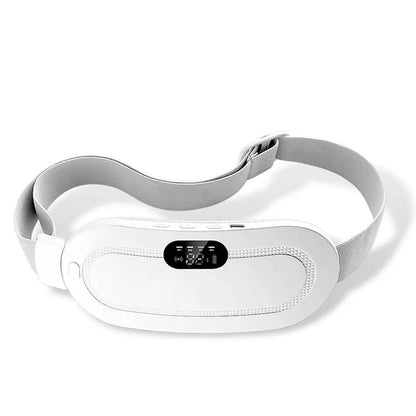 Smart electric heating and vibration massage waist belt with USB charger and screen display controller.
