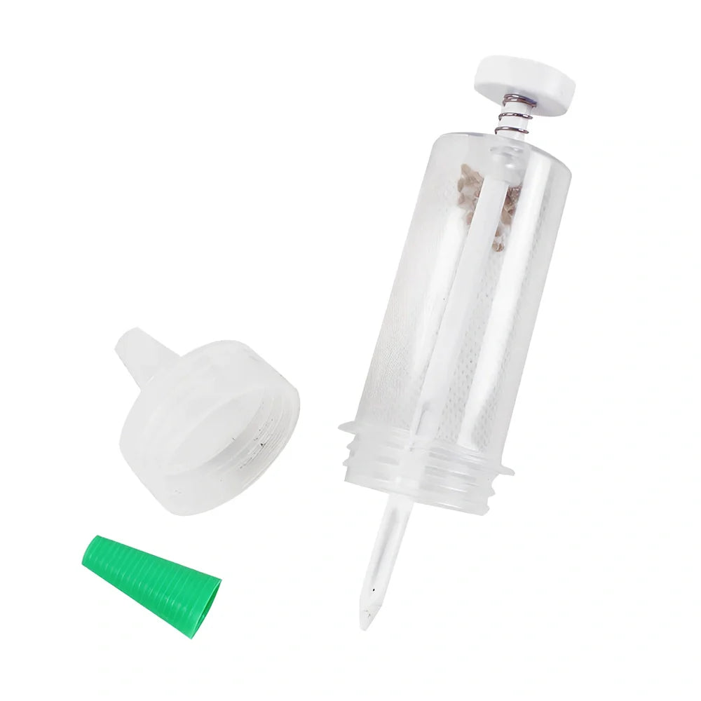 12cm long plastic mini planter tool with 3cm diameter opening for seed distribution