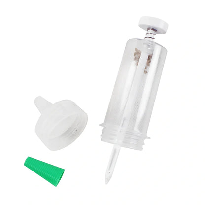 12cm long plastic mini planter tool with 3cm diameter opening for seed distribution