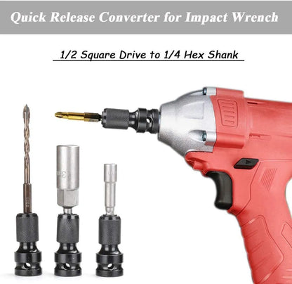Scaling bit holder with telescopic sleeve and O-ring bolt made from No. 45 steel for socket wrench conversions.