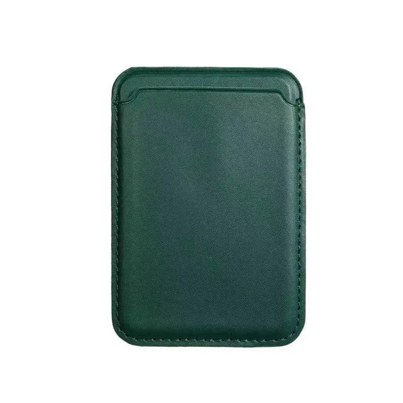Black PU leather magnetic wallet phone case for iPhone with integrated card holder on MagSafe charger