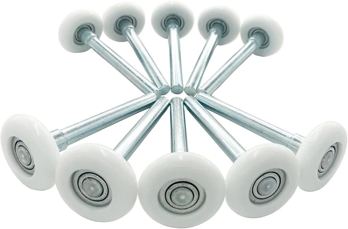 White steel garage door rollers and handle winding strips set for garage door repair