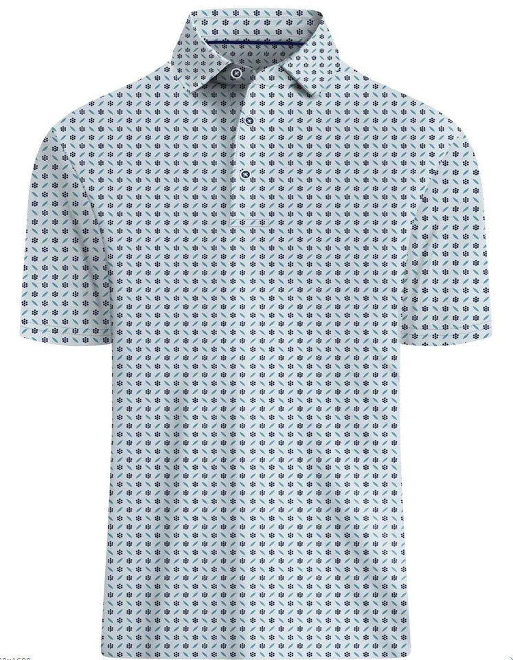 Men's short sleeve t-shirt with 3D printed pattern and silver zip decorations on polyester mesh fabric