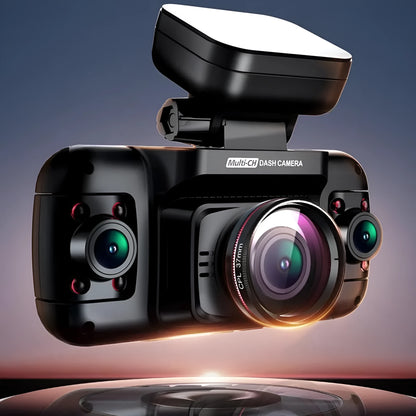 Plastic multi-lens dashboard camera with 2-inch screen for vehicle recording