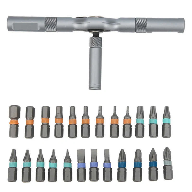 24-in-1 Ratchet Screwdriver Set with S2 alloy steel bits and ergonomic handle