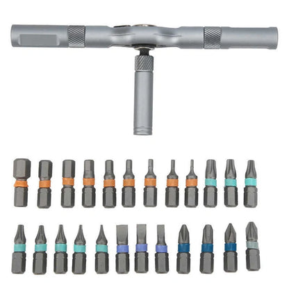 24-in-1 Ratchet Screwdriver Set with S2 alloy steel bits and ergonomic handle