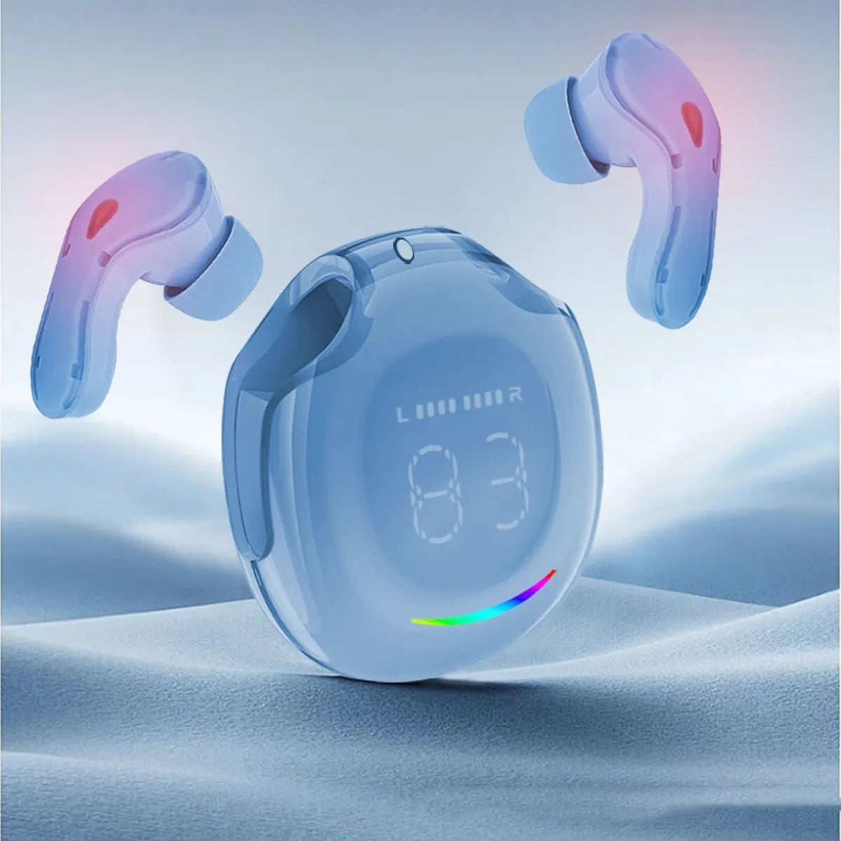 A wireless Bluetooth headset with an in-ear design and digital display, shown in one of its available colours.