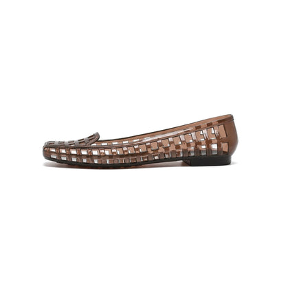 Square toe PVC gel sliders in transparent colour with slip-on design for outdoor leisure wear