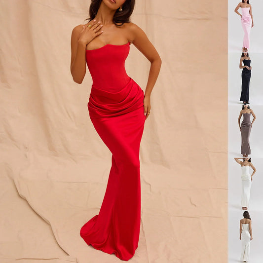 Elegant backless party dress in various colors and sizes, featuring a sleek and slender silhouette for the discerning UK fashionista