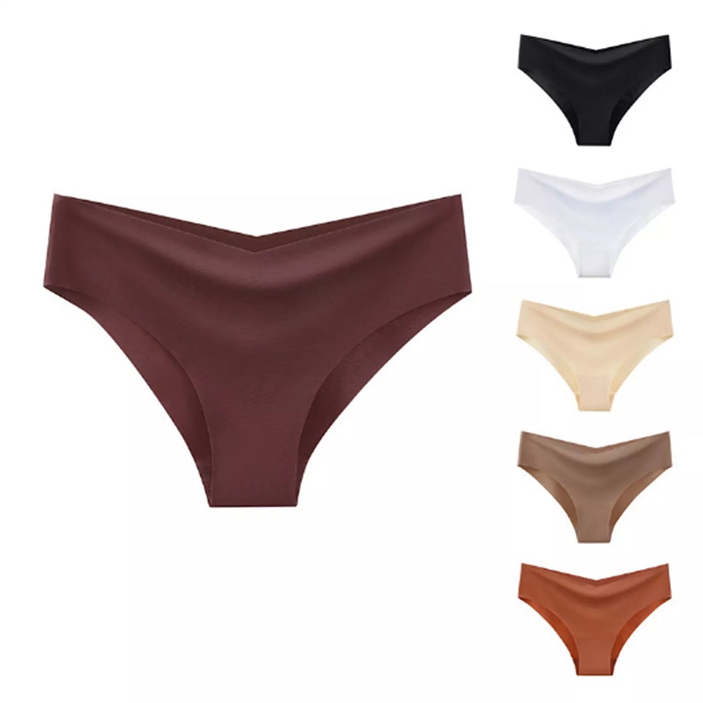 Women's V-shaped Waistband Seamless Ice Silk Panties in 5 colors