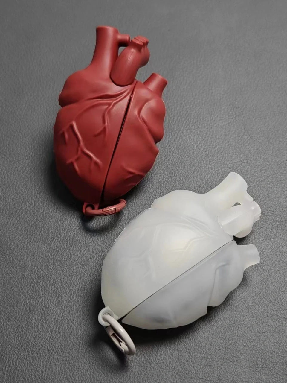 3D Heart Style Silicone Case for AirPods Pro and 3rd Generation in wine red and ivory white
