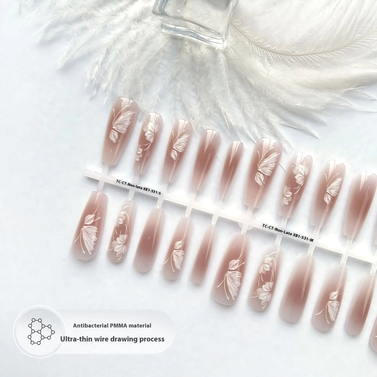 Wave mark long water drop nail stickers, 40 pieces, retro ultra-thin seamless design in matte, glossy, or Flash finish