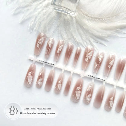 Wave mark long water drop nail stickers, 40 pieces, retro ultra-thin seamless design in matte, glossy, or Flash finish