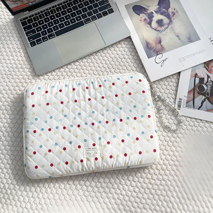 Women's polka dot laptop bag in three size options: 11 inches, 13/14 inches, and 15/15.6 inches.