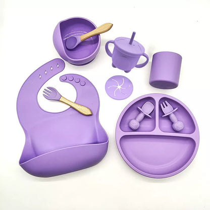 10-piece baby silicone feeding tableware set in various colours