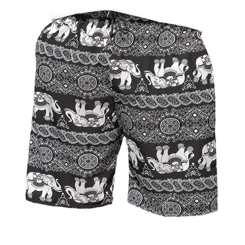 Men's loose casual beach trousers with striped pattern in quick-drying ice silk fabric
