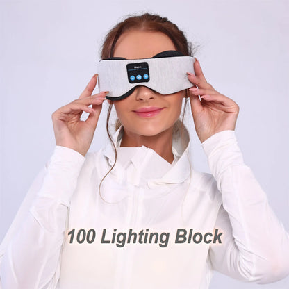 Grey outline Bluetooth sleeping eye mask made from soft polyester fabric.