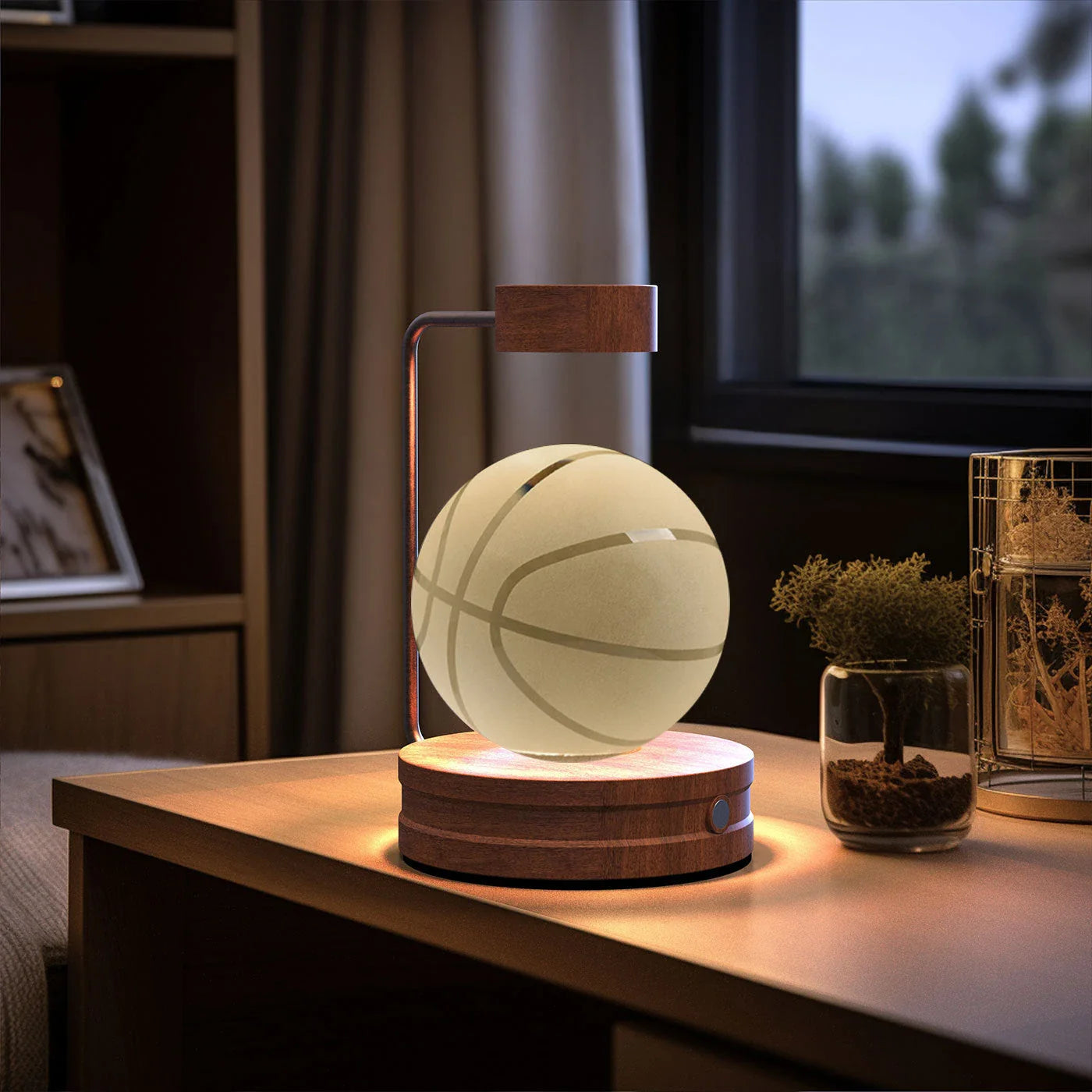 Crystal Ball Cosmic Dinosaur Indoor Night Light with USB Power and Warm Bedside Lighting