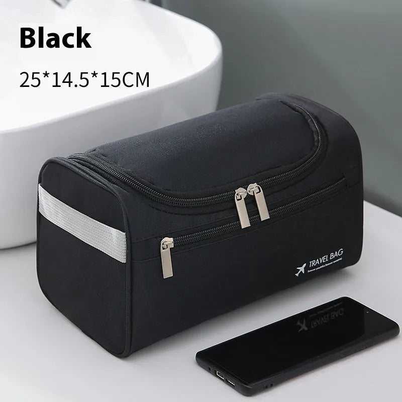 Large capacity waterproof cosmetic bag in PU leather or Oxford cloth with retro styling