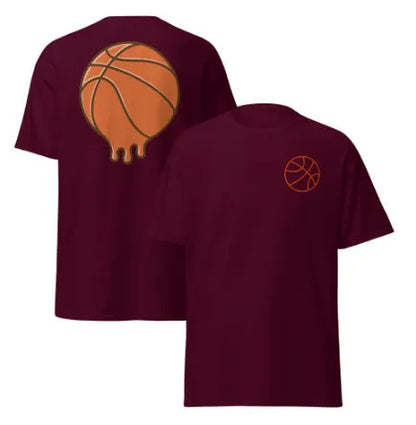 Men's thin polyester mesh short-sleeved T-shirt on a hanger, showing ball-style pattern, available in multiple colours.