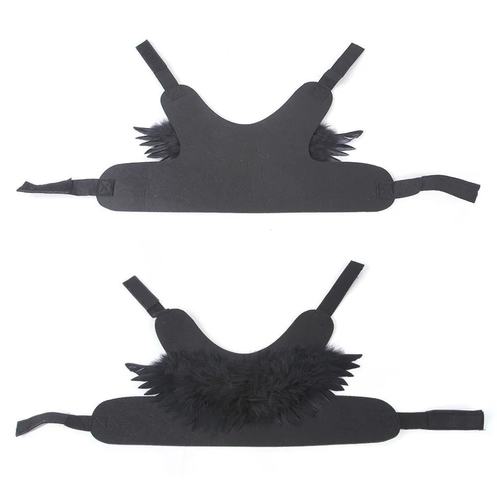 Halloween angel wings dog costume with chest-back harness in black or white felt cloth