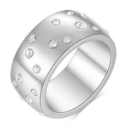Women's titanium steel couple ring with diamond treatment starry geometric design in metallic colours