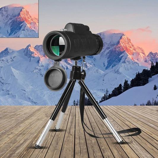 40x60 monocular telescope with compass and tripod mount for smartphones, perfect for outdoor adventures, birdwatching, and sports viewing