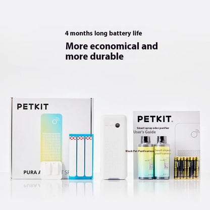 Xiaopei smart pet odour removal machine with bracket and bottles of purification liquid.