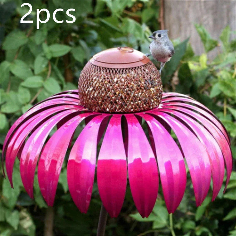 Petal-shaped bird feeder in various colours, designed to attract and delight birds in the garden