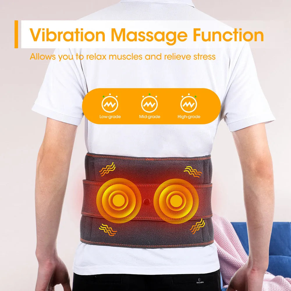 Grey electric heating massage belt with 5000mAh battery for portable warmth therapy