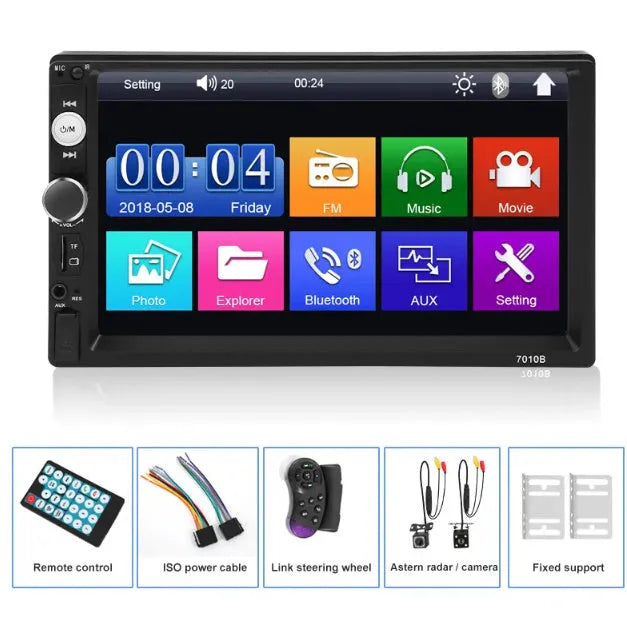 7-inch Bluetooth car player with LCD screen, 12V power, hardware plastic housing and reversing priority function