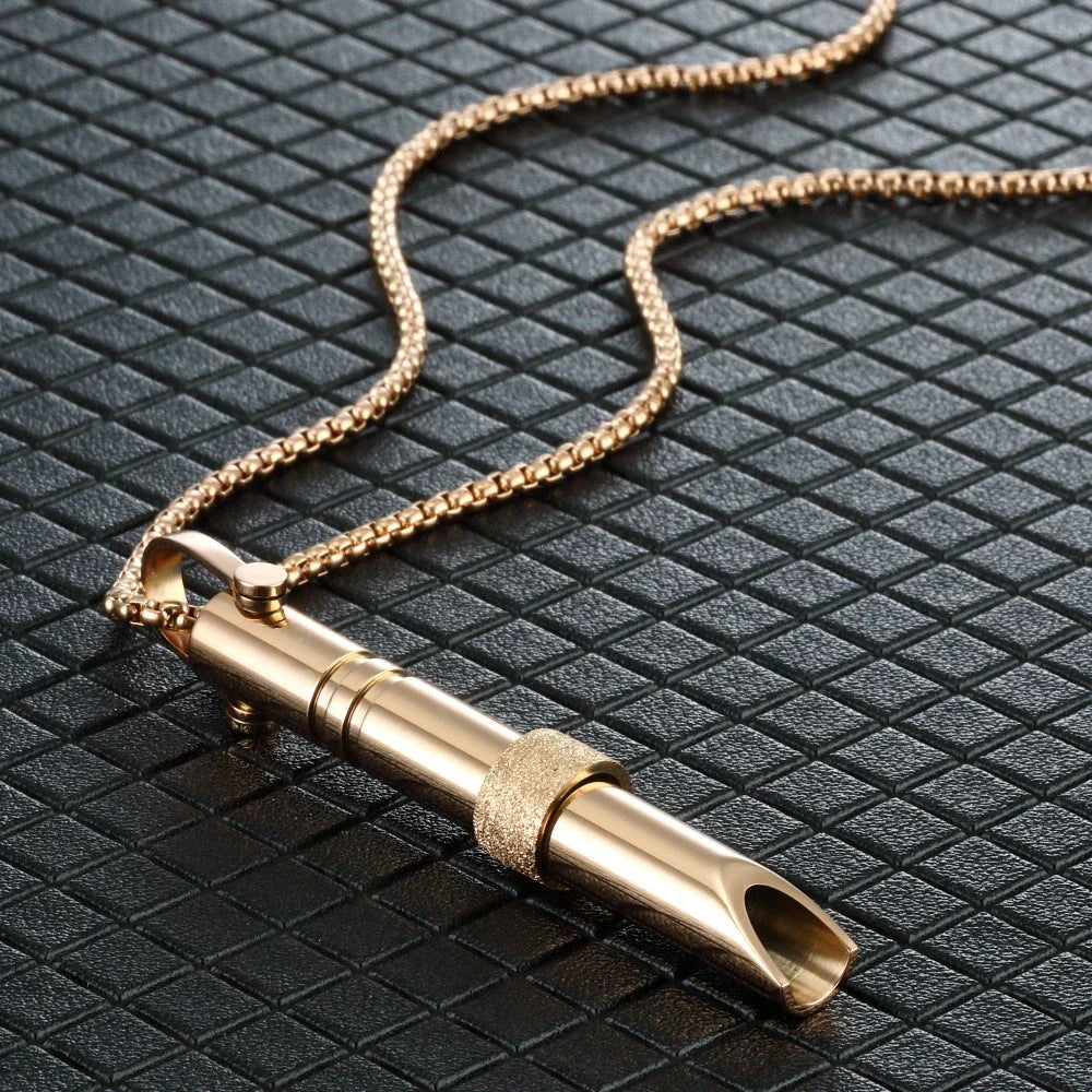 Stainless steel mindfulness breathing necklace with spinner for anxiety and panic attack relief