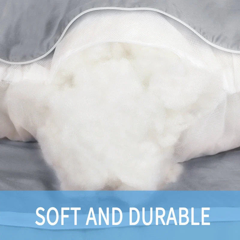 Premium U-shaped pregnancy pillow with pure cotton exterior and polyester fiber filling, designed to provide soothing support and refreshing coolness for expectant mothers.